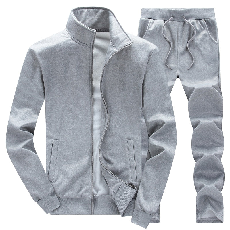 Mens Casual Zipper Jackets+Pants 2 Pieces Sets