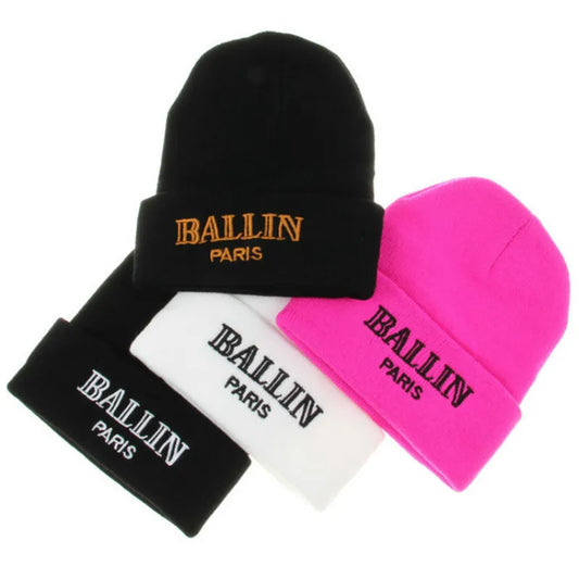 Unisex BALLIN Paris Embroidery Knitted Wool Beanies