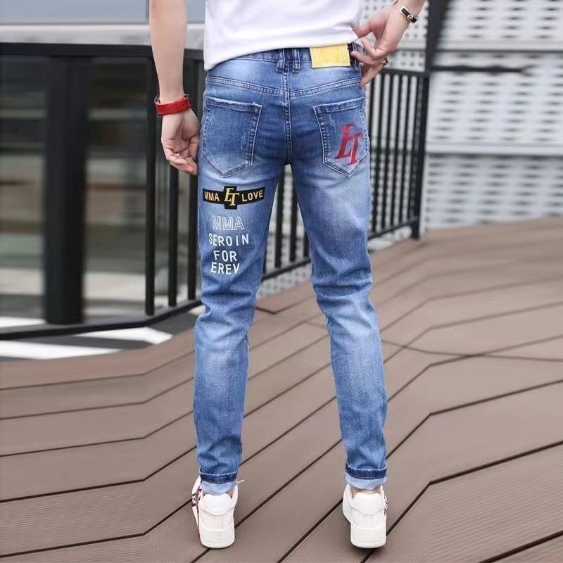 Men Slim Streetwear 90s Hip Hop Skinny Jeans