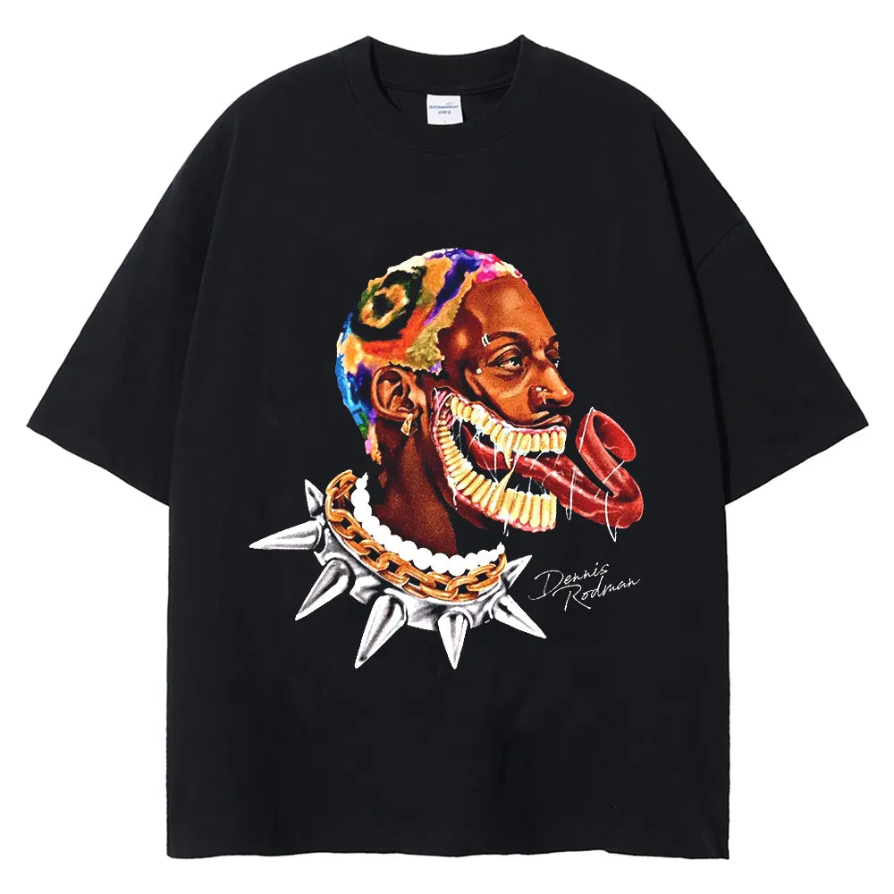 Mens Spoof Dennis Rodman Graphic Short Sleeve Tees