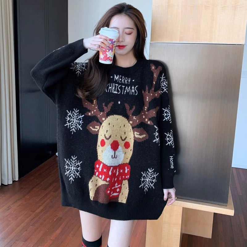 Womens Thick Long Birth Year Red Fashionable Stylish Sweater