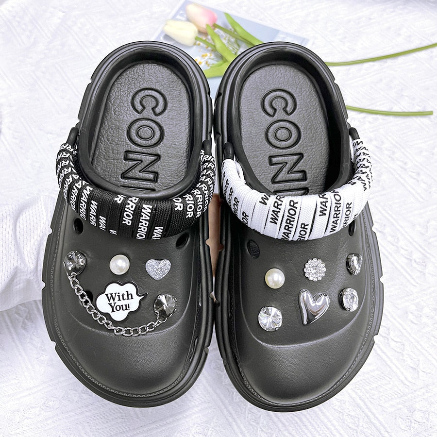 Girls Fashion Charms Clogs Thick Sole