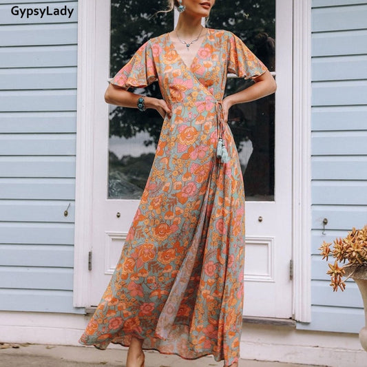 Womens GypsyLady Floral Boho Long Dress Vintage