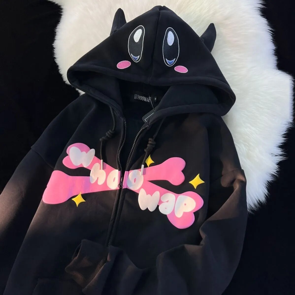 Unisex Harajuku Japanese Sweet Streetwear Cartoon Zip Up Hoodie