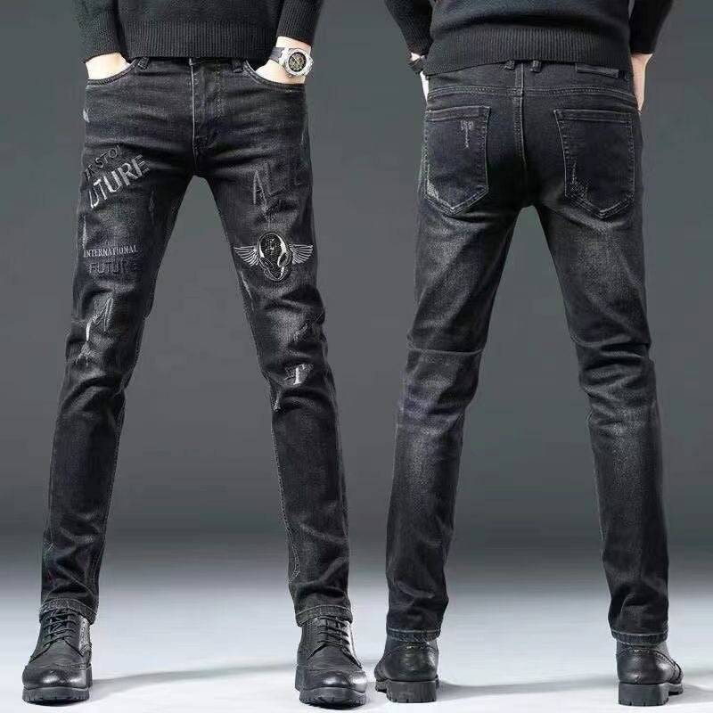 Men Slim Streetwear 90s Hip Hop Skinny Jeans