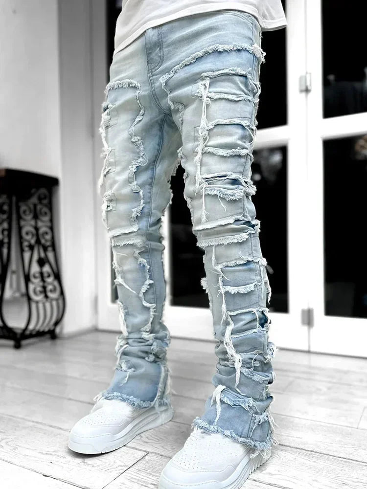 Men Streetwear Ripped Jeans Fashion Denim Pants