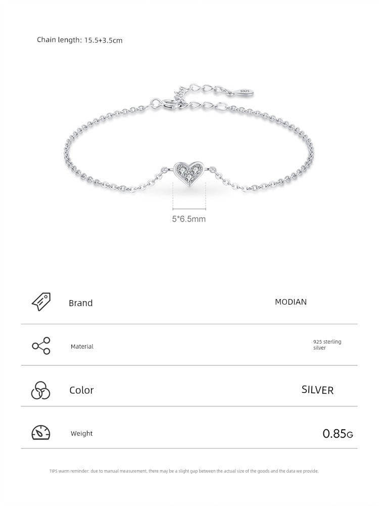 Jewelry Women's Japanese and Korean-Style Heart Crystal Bracelet