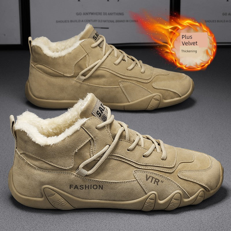 Mens Construction Site Work Velvet Warm Sports Work Shoes