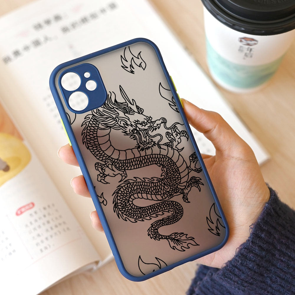 Fashion Purple Dragon Animal Pattern Phone Case For iPhone