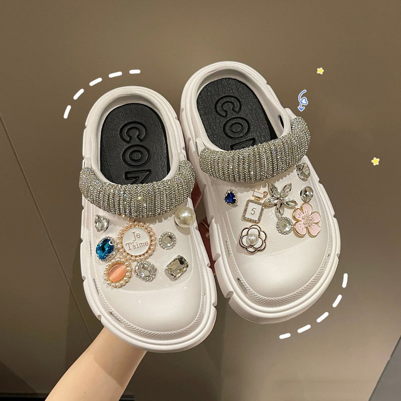 Girls Fashion Charms Clogs Thick Sole