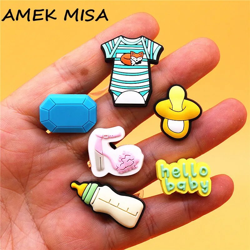 Novelty 1pcs Hello Baby PVC Shoe Charms