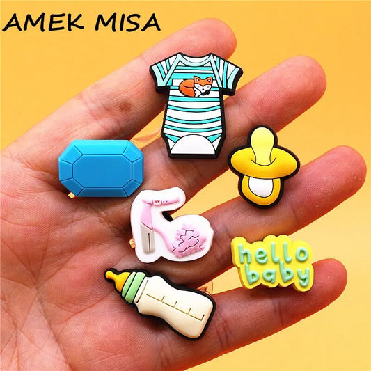 Novelty 1pcs Hello Baby PVC Shoe Charms