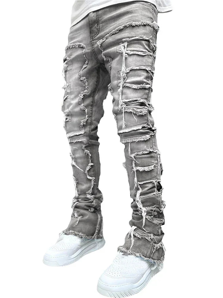 Men Streetwear Ripped Jeans Fashion Denim Pants