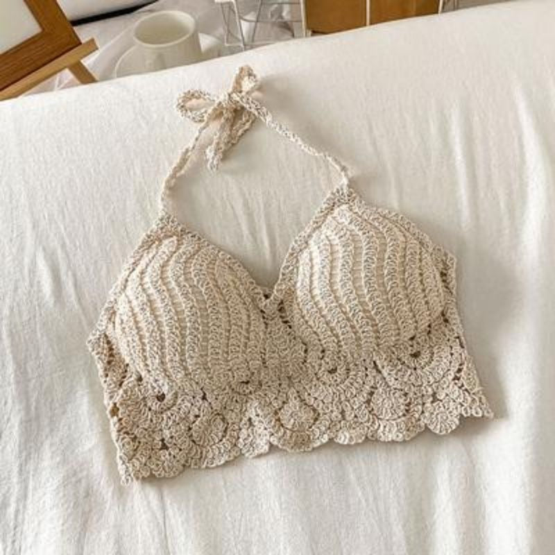 Women’s summer holiday beach tassels crochet bikini top