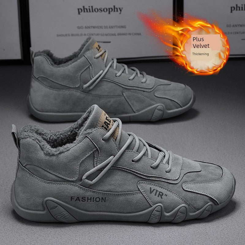 Mens Construction Site Work Velvet Warm Sports Work Shoes