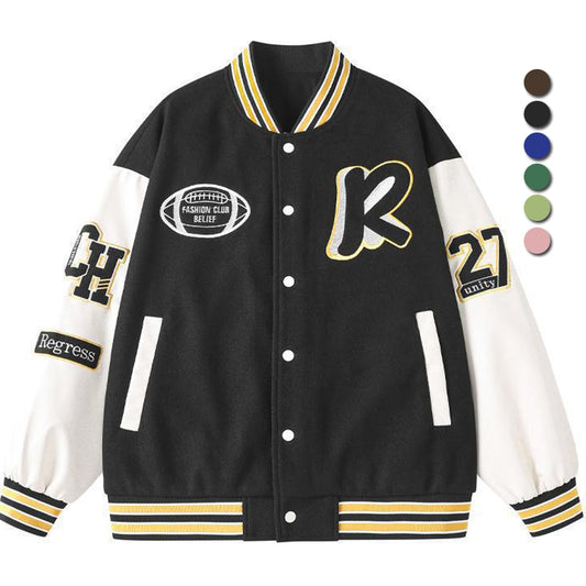 Oversize Unisex Baseball Letter Embroidery Streetwear Varsity Jackets