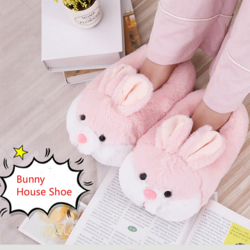 Cute Cartoon Pink Bunny Fur Slides