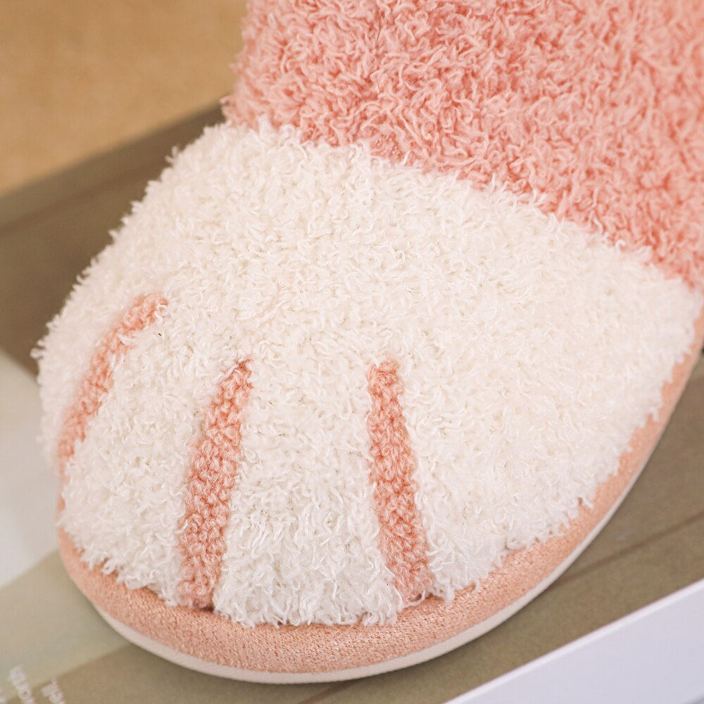 Women Winter Cute Cat Paw Designer House Fur Slippers