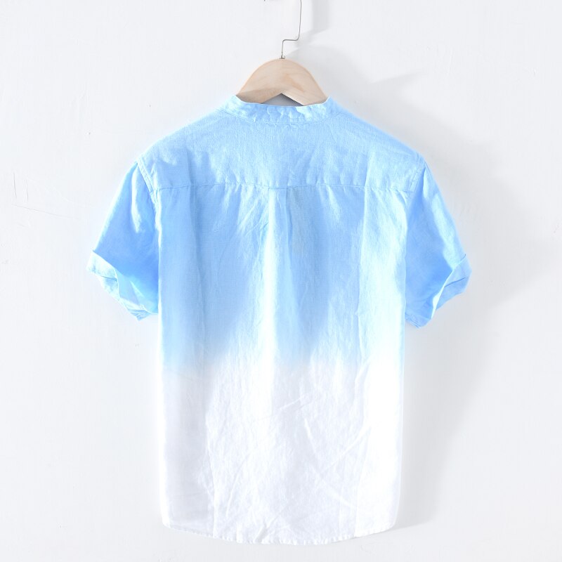 Mens 100% Pure Linen Summer Gradient Shirts