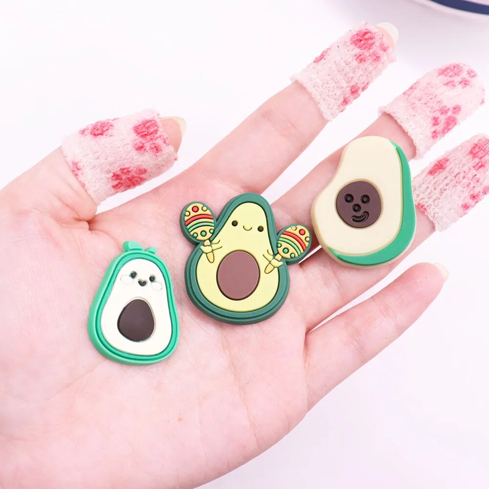 1PCS PVC Cute Cartoon Shoe Charms Kawaii Fruit Avocado Rattles Croc Jibz