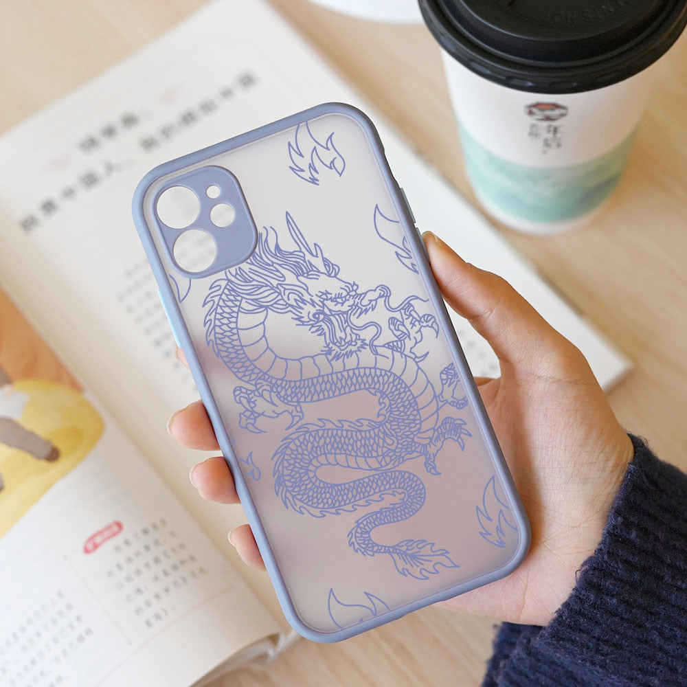 Fashion Purple Dragon Animal Pattern Phone Case For iPhone