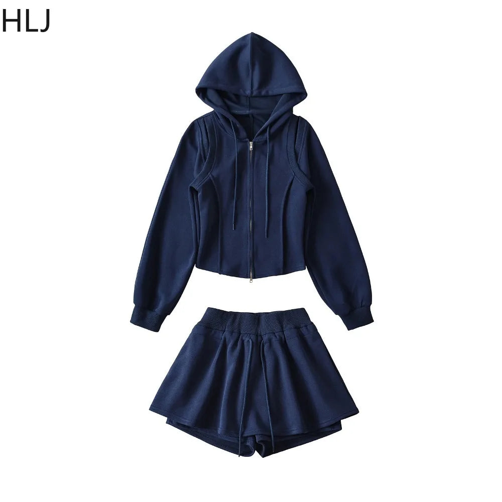 Women's HLJ American Sporty Hooded Two Piece Sets