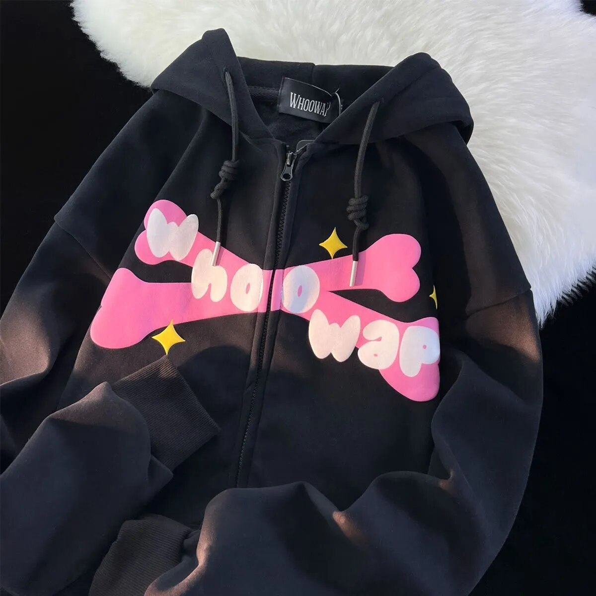 Unisex Harajuku Japanese Sweet Streetwear Cartoon Zip Up Hoodie