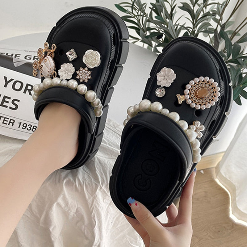 Girls Fashion Charms Clogs Thick Sole