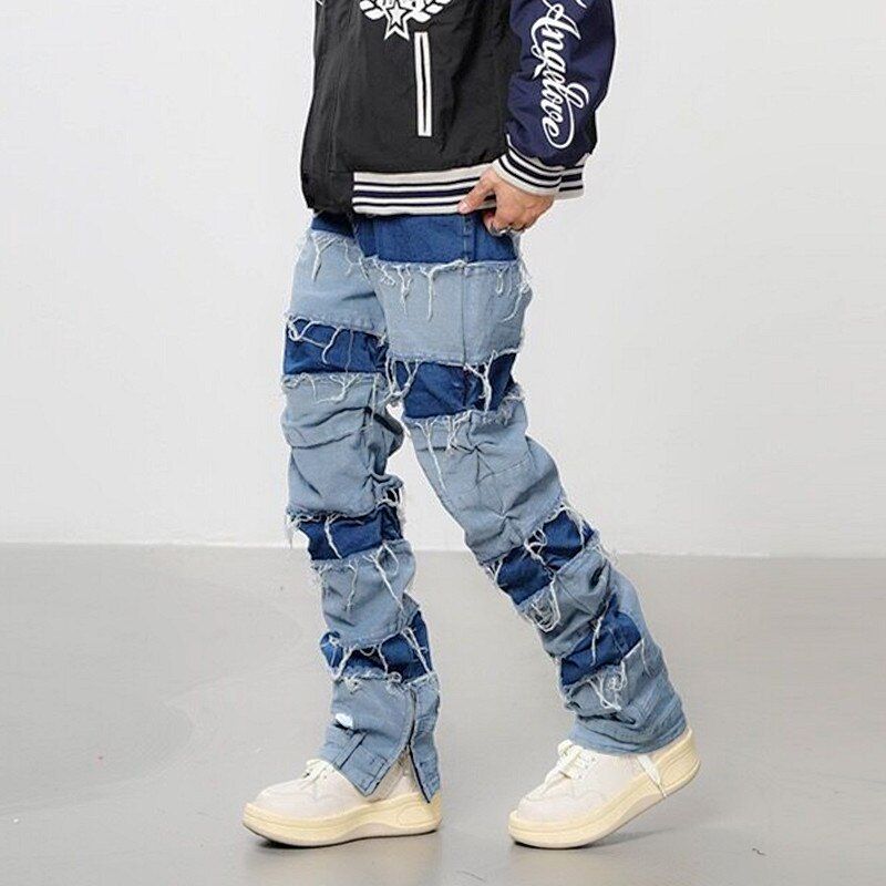 Men Y2K Streetwear Baggy Stacked Jeans