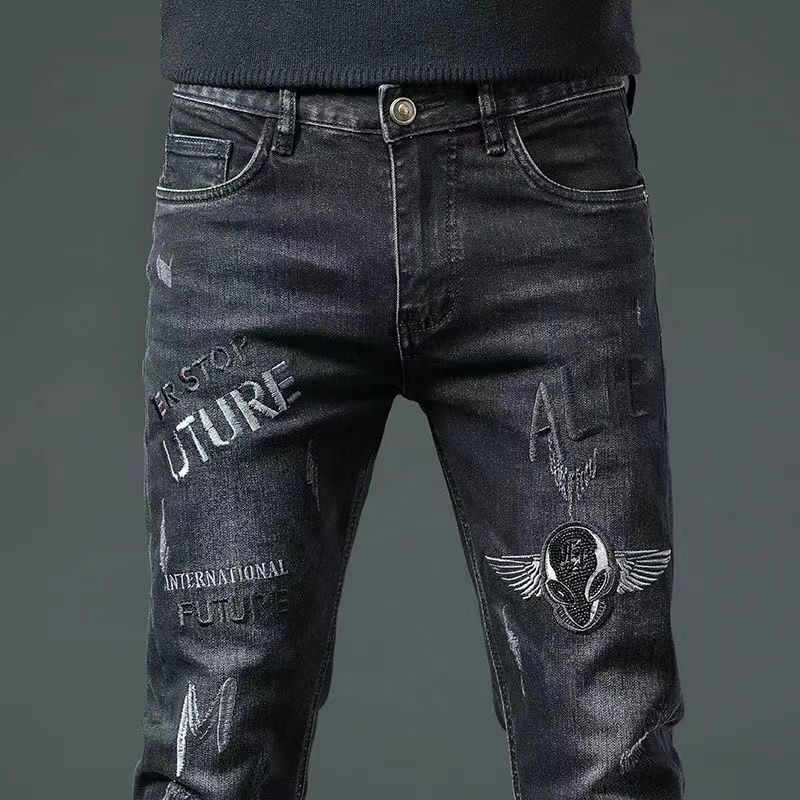 Men Slim Streetwear 90s Hip Hop Skinny Jeans