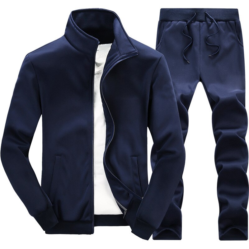 Mens Casual Zipper Jackets+Pants 2 Pieces Sets