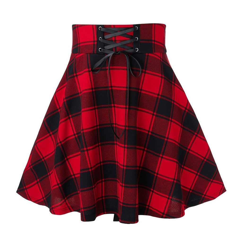 Womens Black Checkered Gothic Skirt