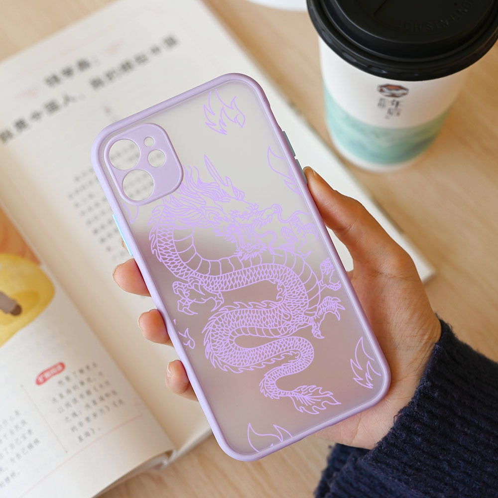 Fashion Purple Dragon Animal Pattern Phone Case For iPhone