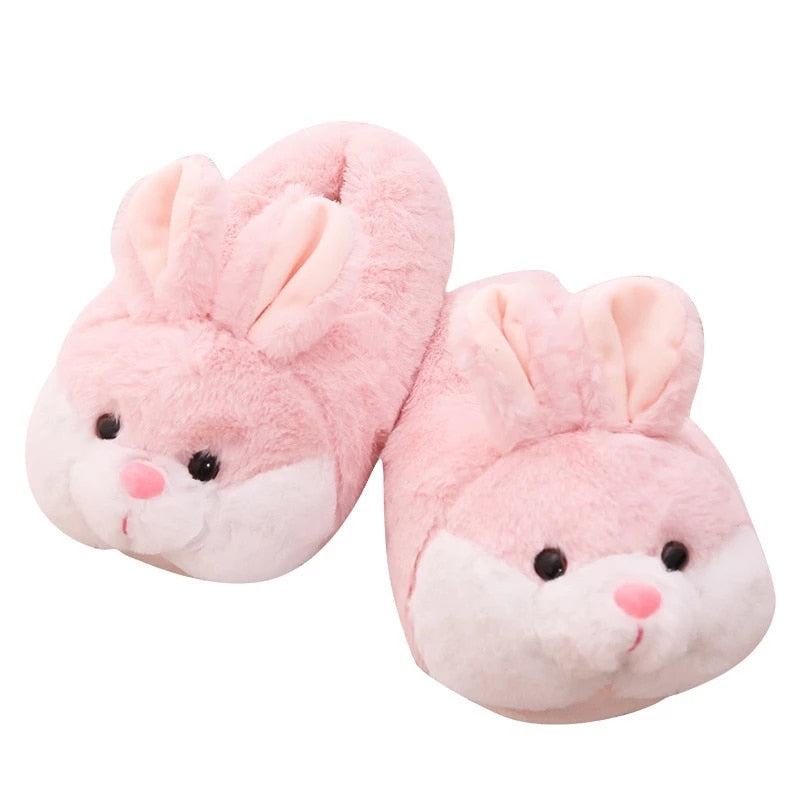 Cute Cartoon Pink Bunny Fur Slides