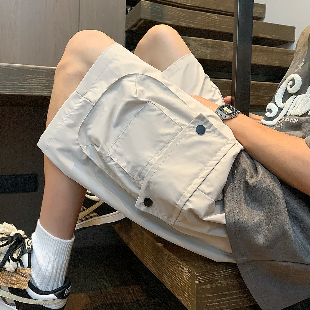 Men Korean Streetwear Cargo Shorts