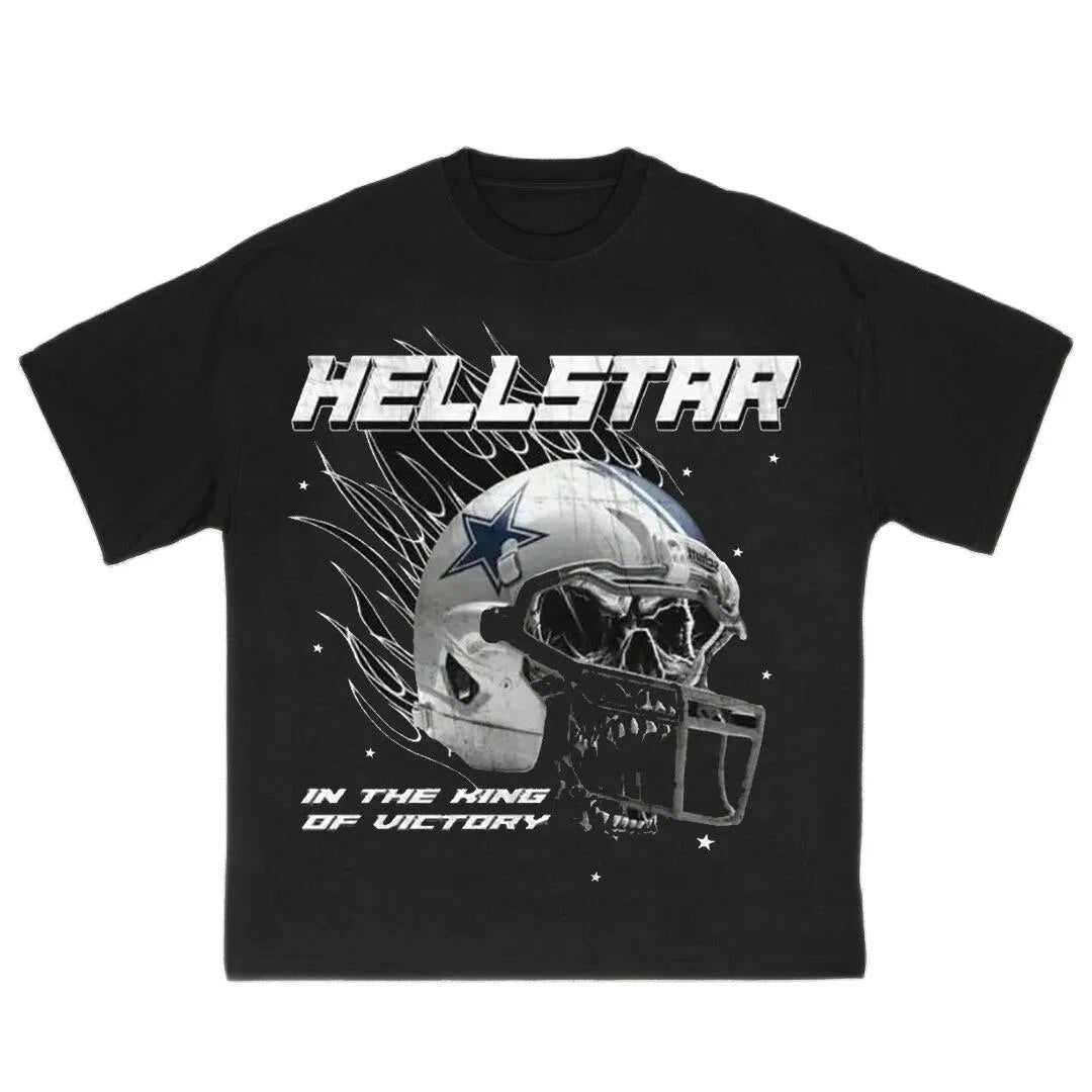 Men's Hellstar Graphic 100%Cotton Streetwear O Neck Short Sleeve Tops