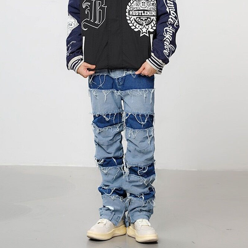 Men Y2K Streetwear Baggy Stacked Jeans