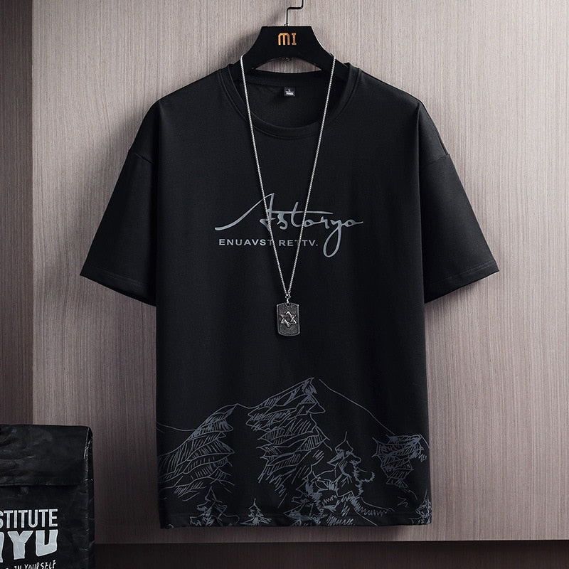 2023 Summer New Men's Classic Fashion Short Sleeve T-shirt Suit Men's Casual Loose Comfortable High-Quality Two-Piece Set M-5XL