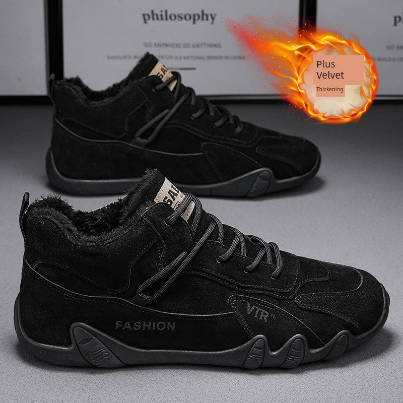 Mens Construction Site Work Velvet Warm Sports Work Shoes