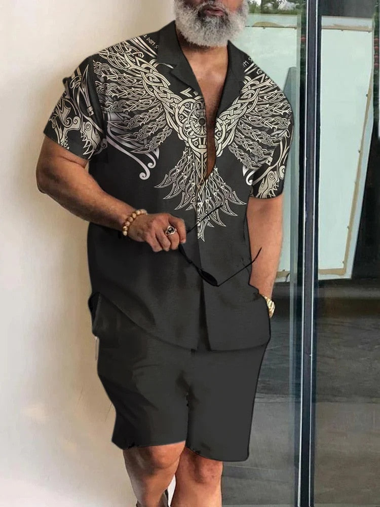 Men's Fashion Hawaiian Shirt Set