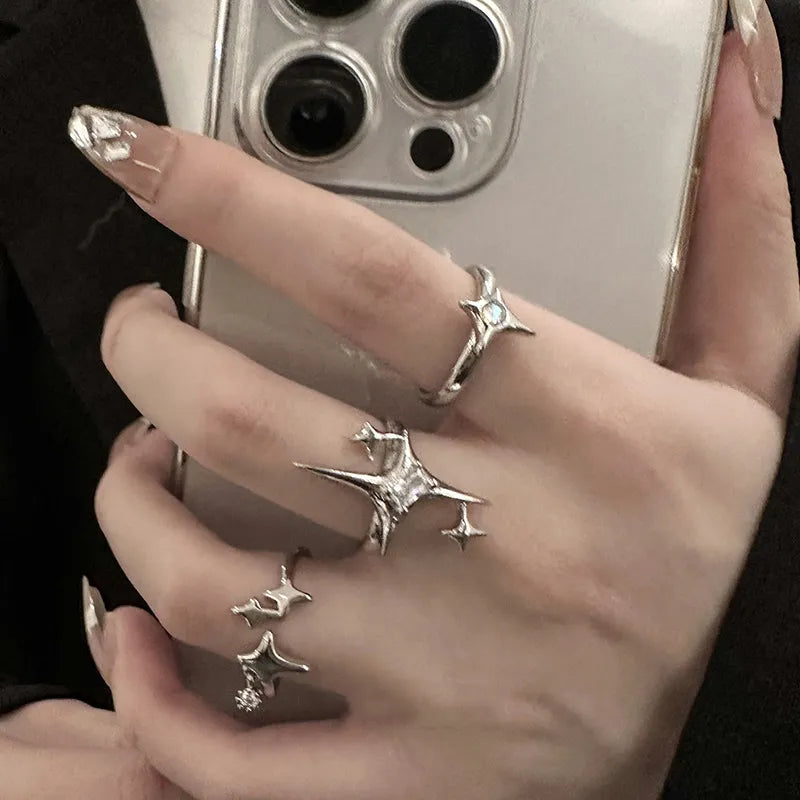 Womens Vintage Irregular Cross Star Ring