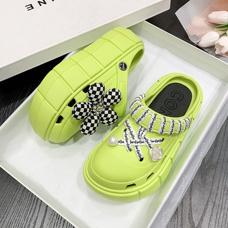 Girls Fashion Charms Clogs Thick Sole