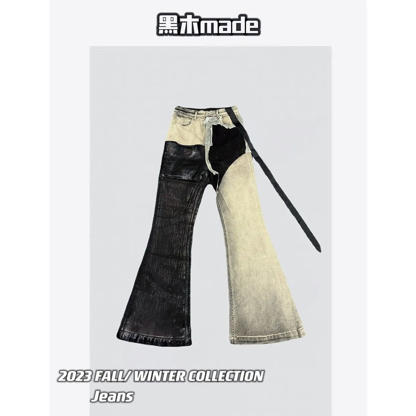 Men's Autumn Black Wood Produces Ro Style Distressed Denim Pants