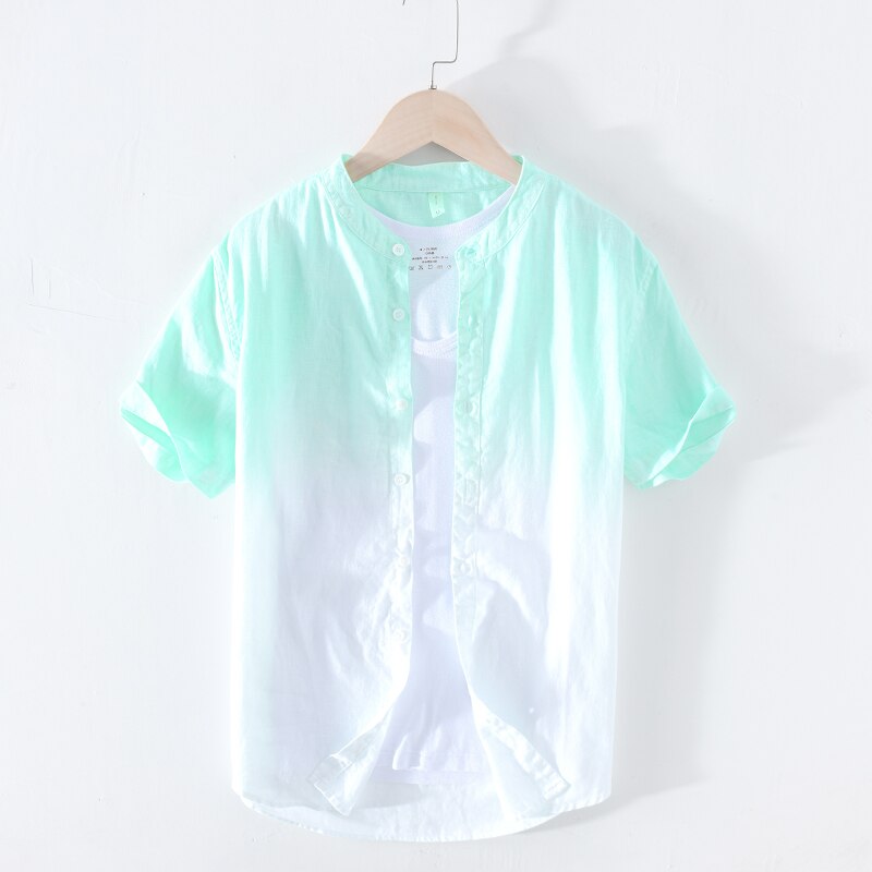 Mens 100% Pure Linen Summer Gradient Shirts