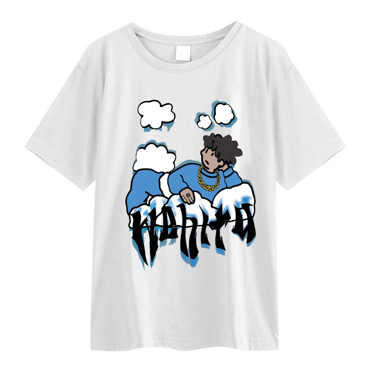 Mens Harajuku Clouds Anime Boy Print High Street T Shirts