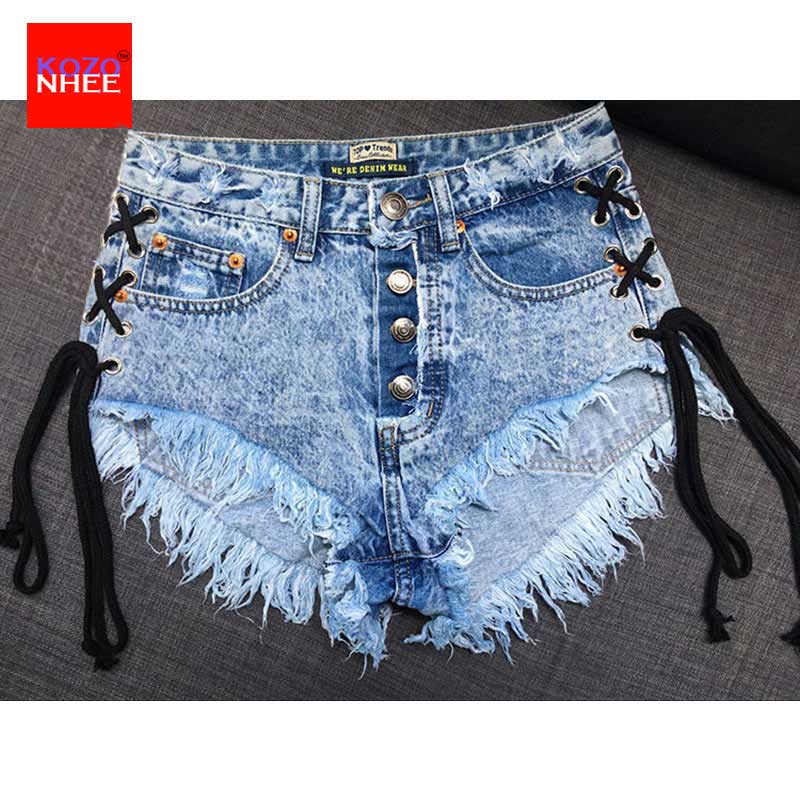 Womens Vintage Snowflake Inelastic Denim Shorts With high Waist Straps