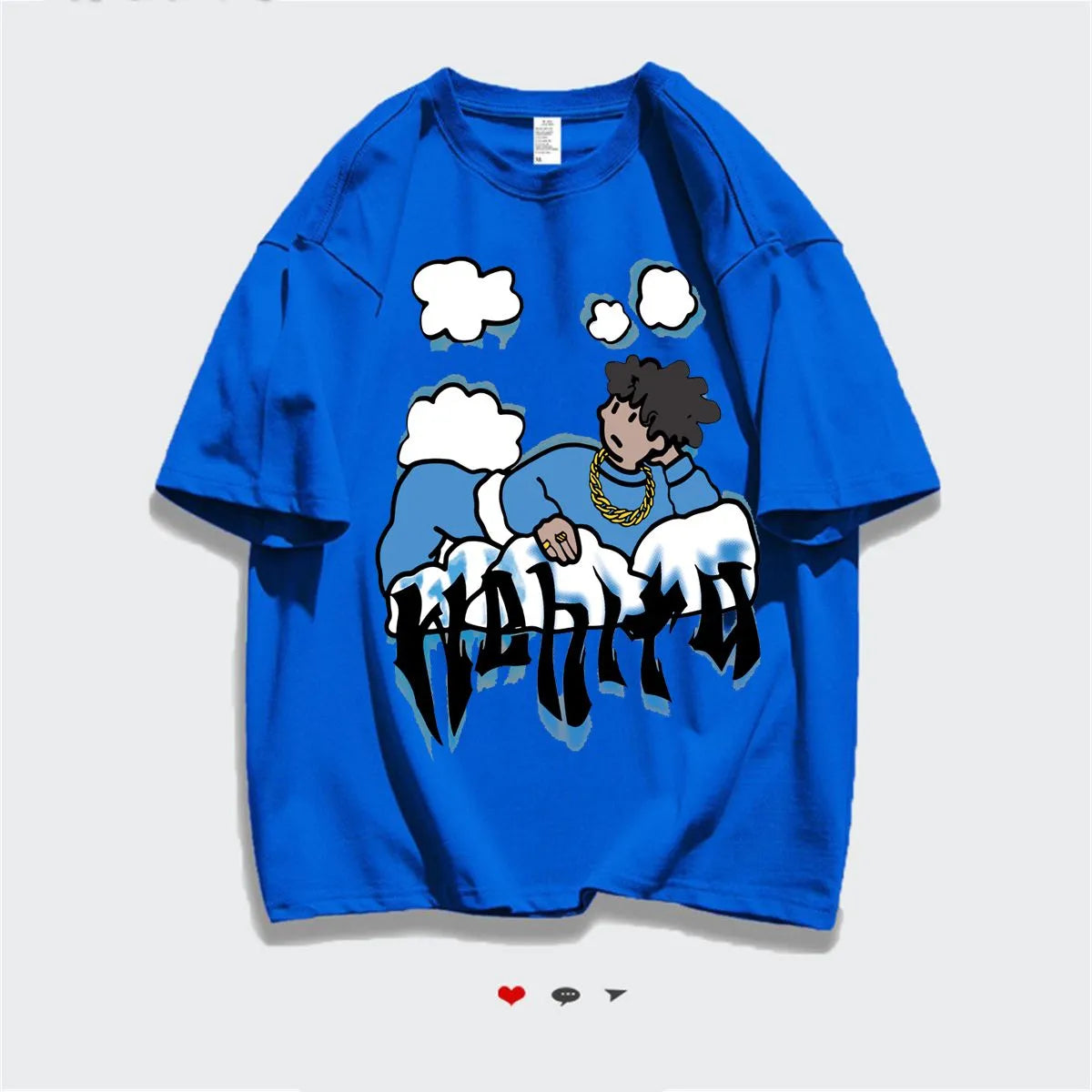 Mens Harajuku Clouds Anime Boy Print High Street T Shirts