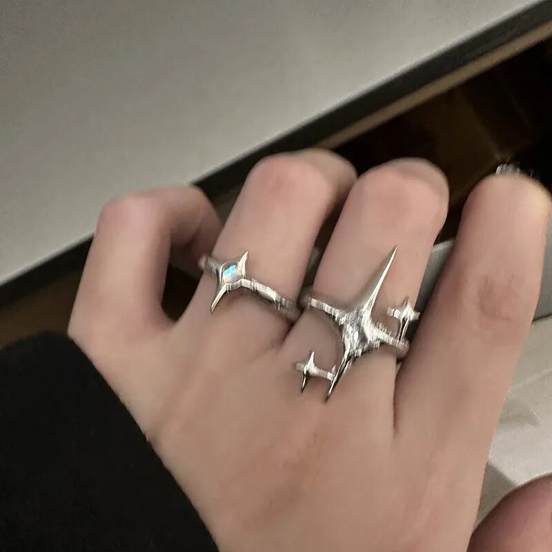 Womens Vintage Irregular Cross Star Ring