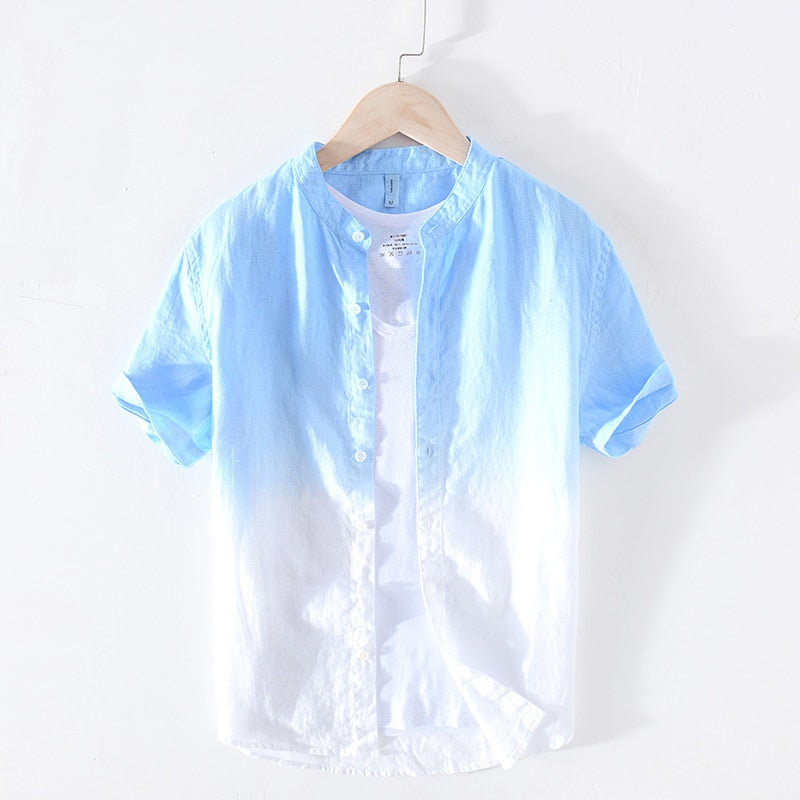 Mens 100% Pure Linen Summer Gradient Shirts