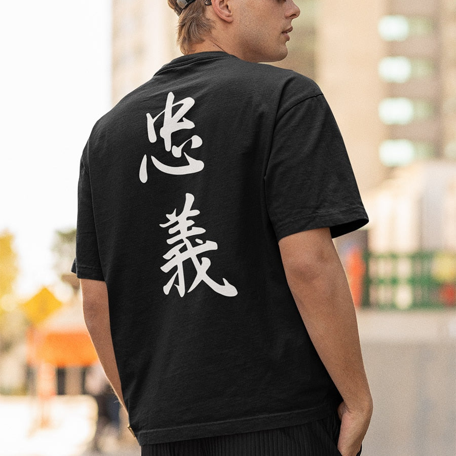 Men's Zhongyi T Shirt Cool Japanese Front Back Print